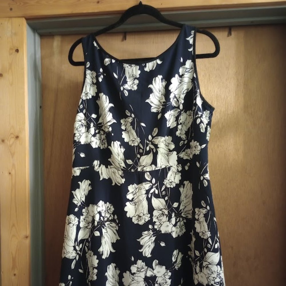 Loft Navy and White Dress